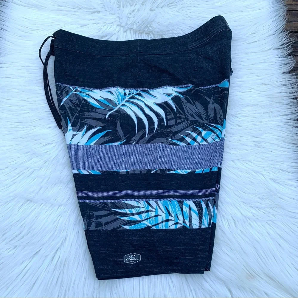 O’NEILL HyperFreak Men’s Tropical Black Swim Board Shorts Size 36